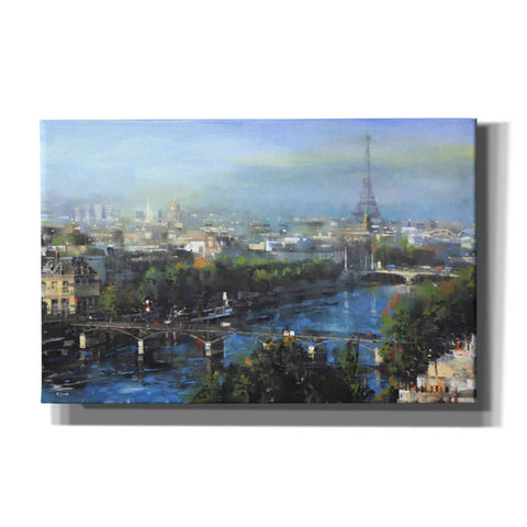Image of 'Paris Pedestrian Bridge' by Mark Lague, Canvas Wall Art,Size A Landscape