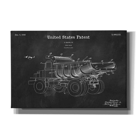 Image of 'Dump Truck Blueprint Patent Chalkboard' Canvas Wall Art,Size A Landscape