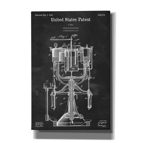 Image of 'Beer Bottling Machine Blueprint Patent Chalkboard' Canvas Wall Art,Size A Portrait