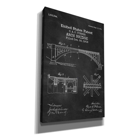 Image of 'Arch Bridge Blueprint Patent Chalkboard' Canvas Wall Art