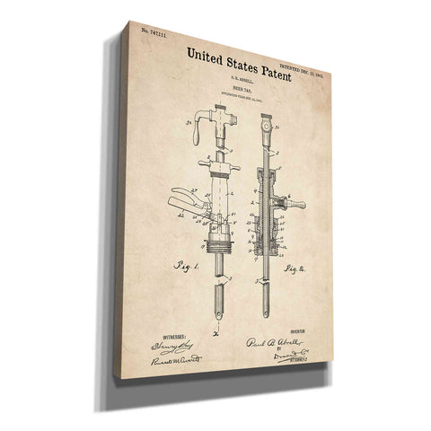 Image of 'Beer Tab Vintage Patent Blueprint' Canvas Wall Art