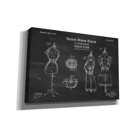 Image of 'Dress Form Blueprint Patent Chalkboard' Canvas Wall Art