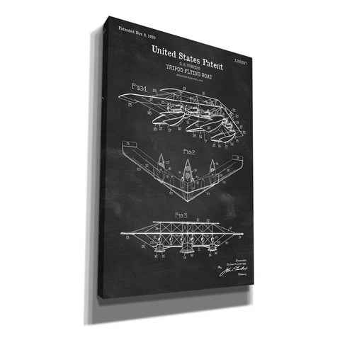 Image of 'Tripod Flying Boat Blueprint Patent Chalkboard' Canvas Wall Art