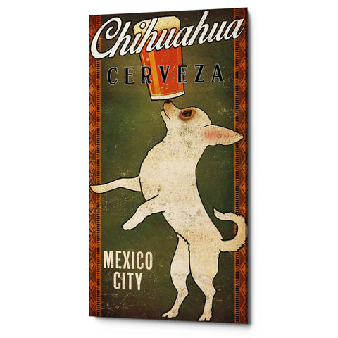 Image of 'White Chihuahua on Green' by Ryan Fowler, Canvas Wall Art