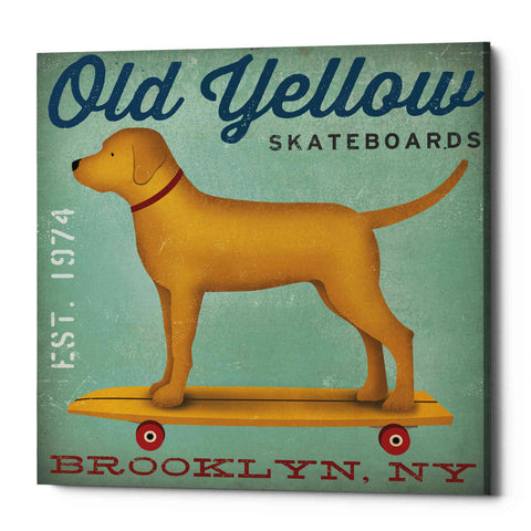 Image of 'Golden Dog on Skateboard' by Ryan Fowler, Canvas Wall Art