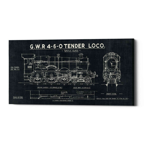Image of 'Train Blueprint III' by Wild Apple Portfolio, Canvas Wall Art