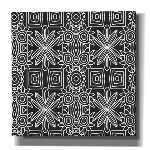Image of 'Black And White Boho Floral' by Linda Woods, Canvas Wall Art