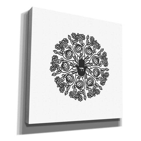 Image of 'Bw Hamsa Mandala' by Linda Woods, Canvas Wall Art