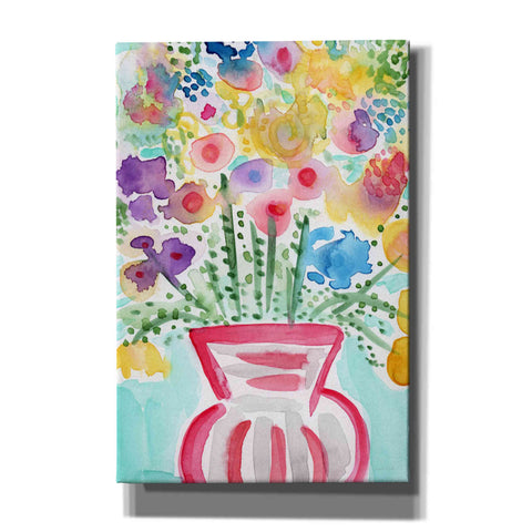Image of 'Red Vase Of Flowers' by Linda Woods, Canvas Wall Art