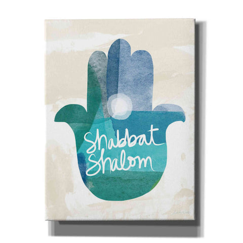Image of 'Shabbat Shalom Hamsa' by Linda Woods, Canvas Wall Art