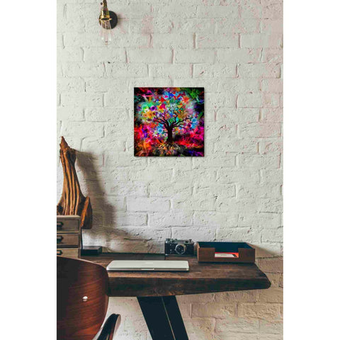 Image of 'Kaleidoscope Tree Black' Canvas Wall Art,12x12