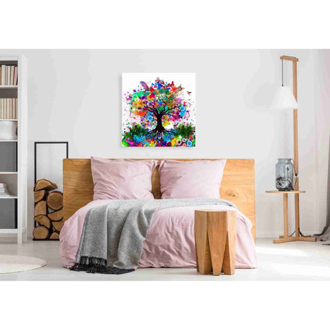 Image of 'Kaleidoscope Tree White' Canvas Wall Art,37x37