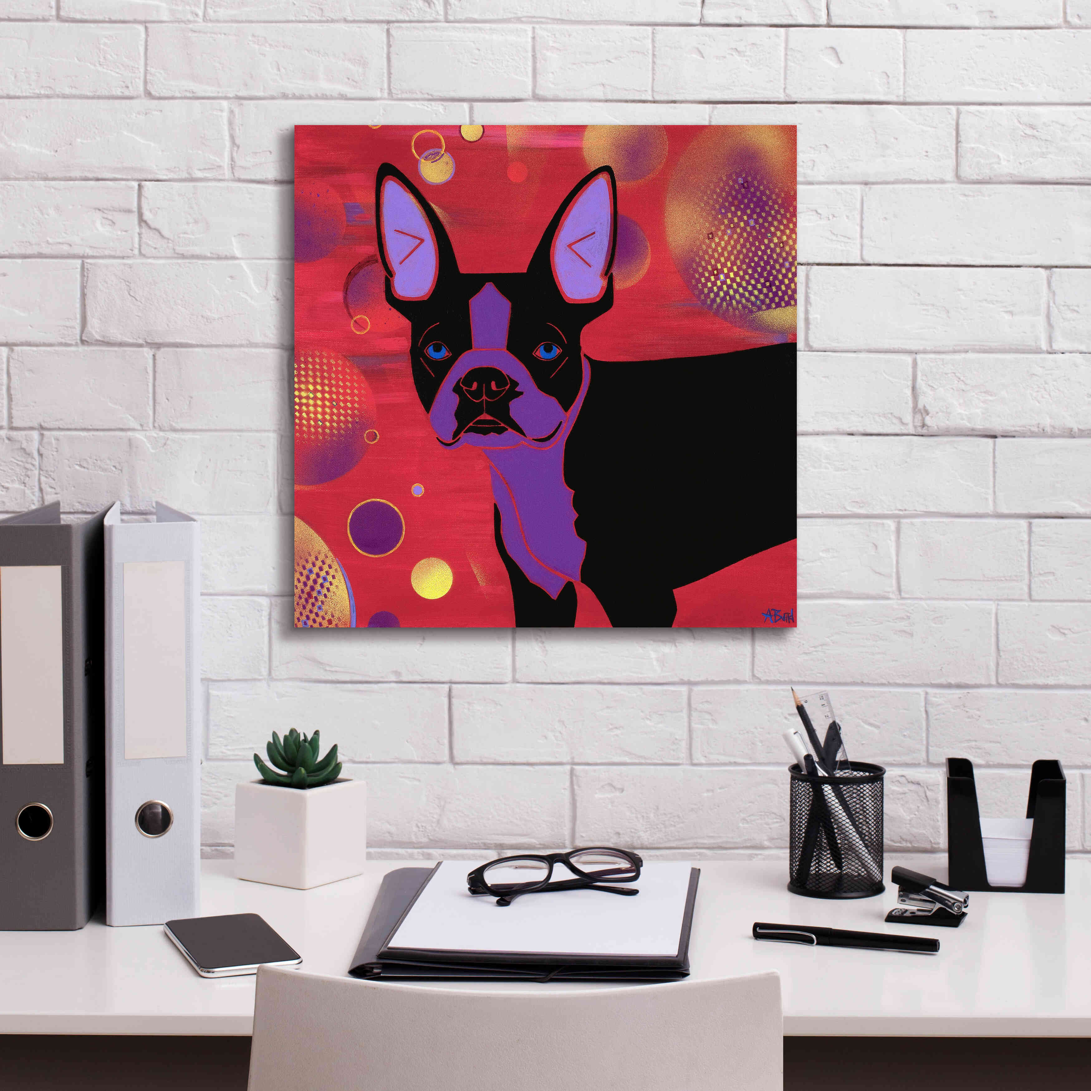 'Bubbly Boston' by Angela Bond Giclee Canvas Wall Art,18x18