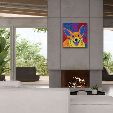 Image of 'Joyful Corgi' by Angela Bond Giclee Canvas Wall Art,26x26