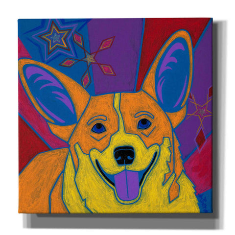 Image of 'Joyful Corgi' by Angela Bond Giclee Canvas Wall Art
