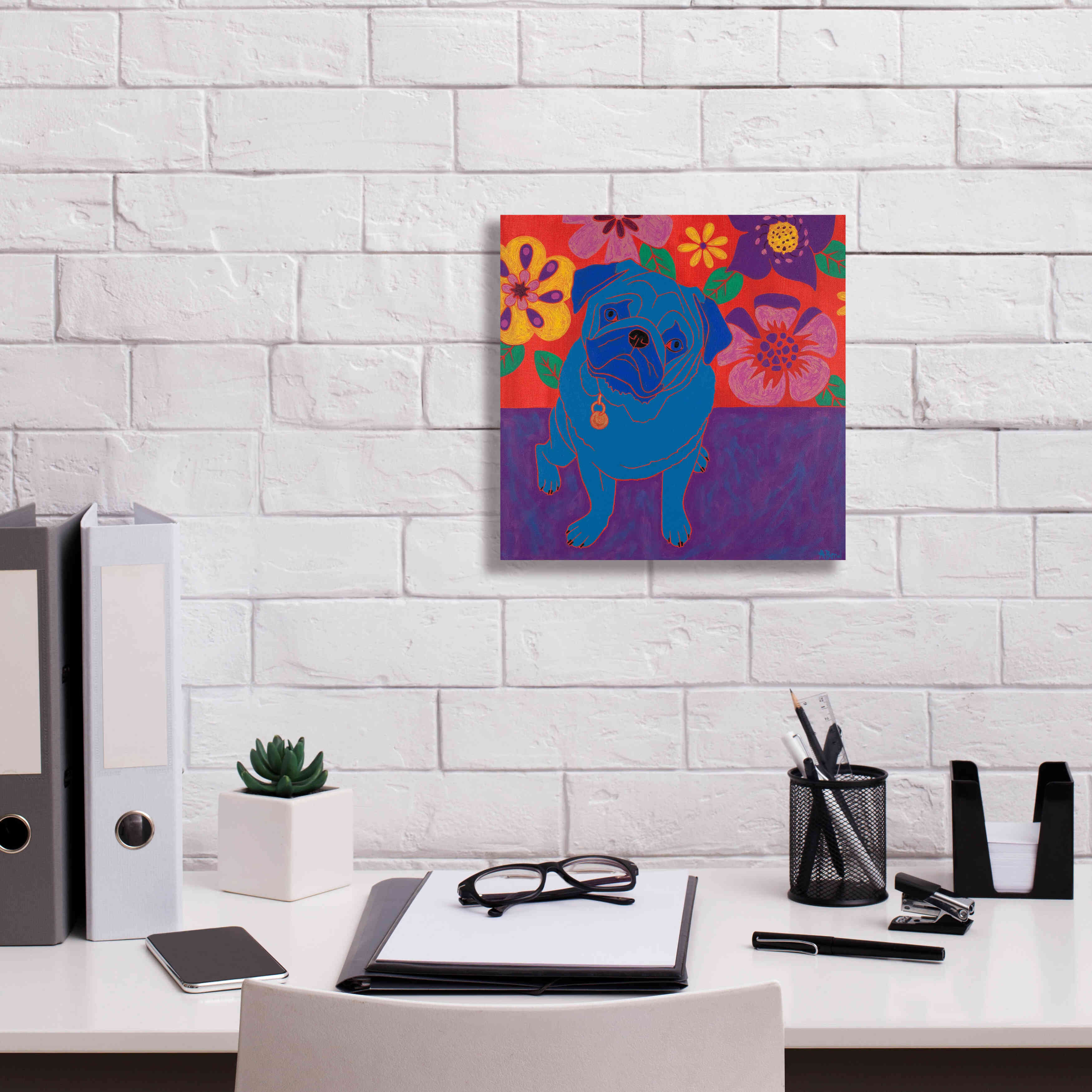 'Perspicacious Pug' by Angela Bond Giclee Canvas Wall Art,12x12