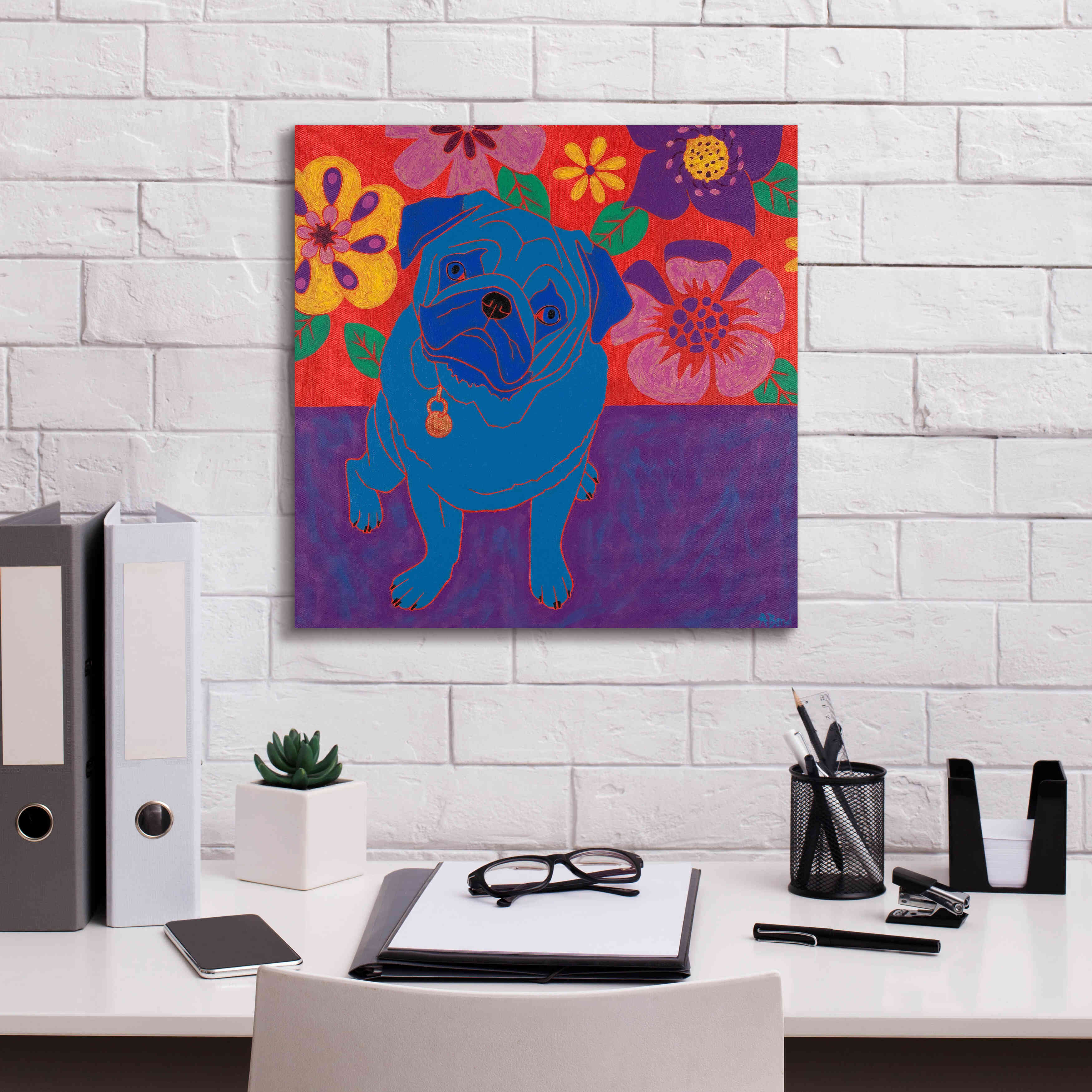 'Perspicacious Pug' by Angela Bond Giclee Canvas Wall Art,18x18
