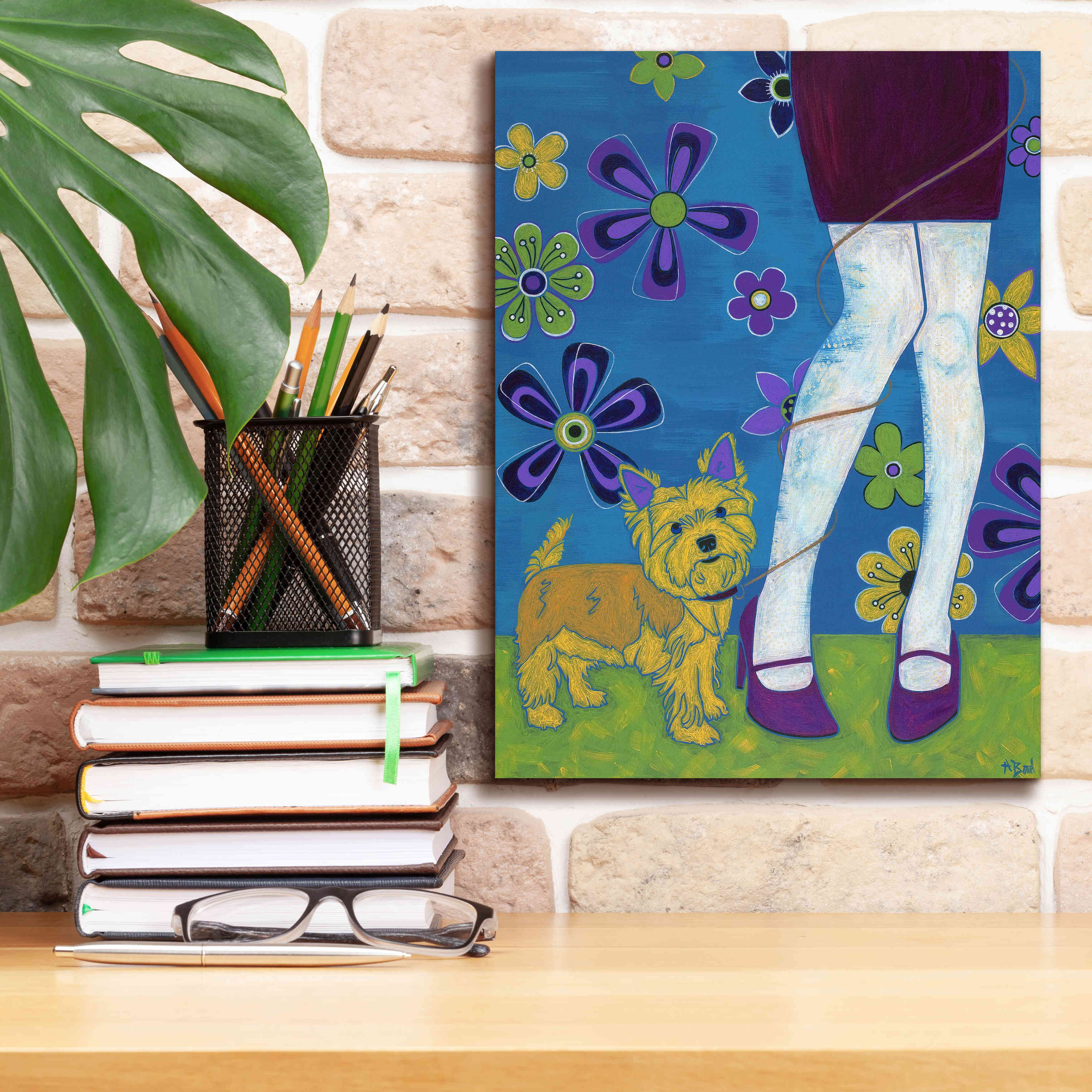 'The Yorkie Fandango' by Angela Bond Giclee Canvas Wall Art,12x16