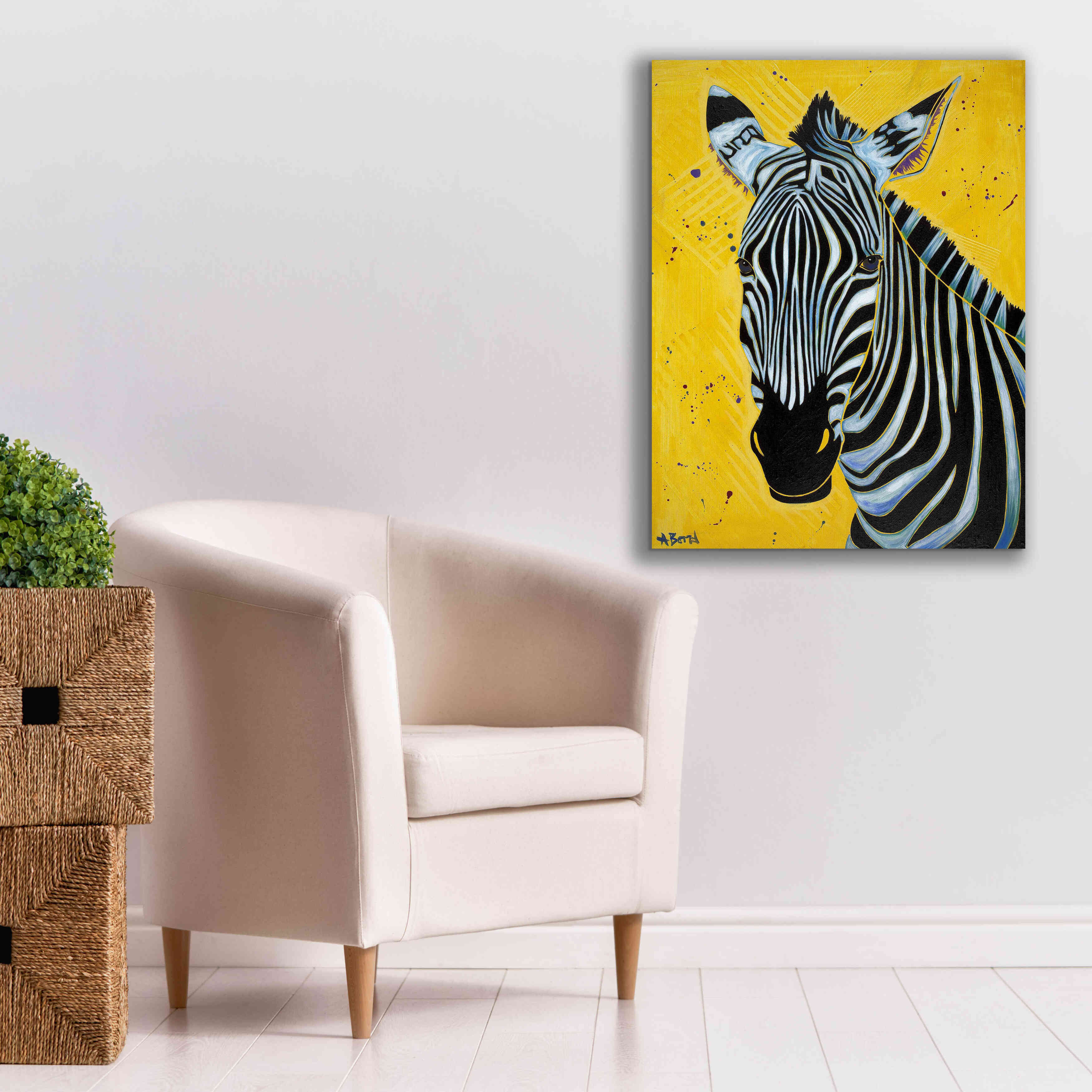 'Zebra' by Angela Bond Giclee Canvas Wall Art,26x34