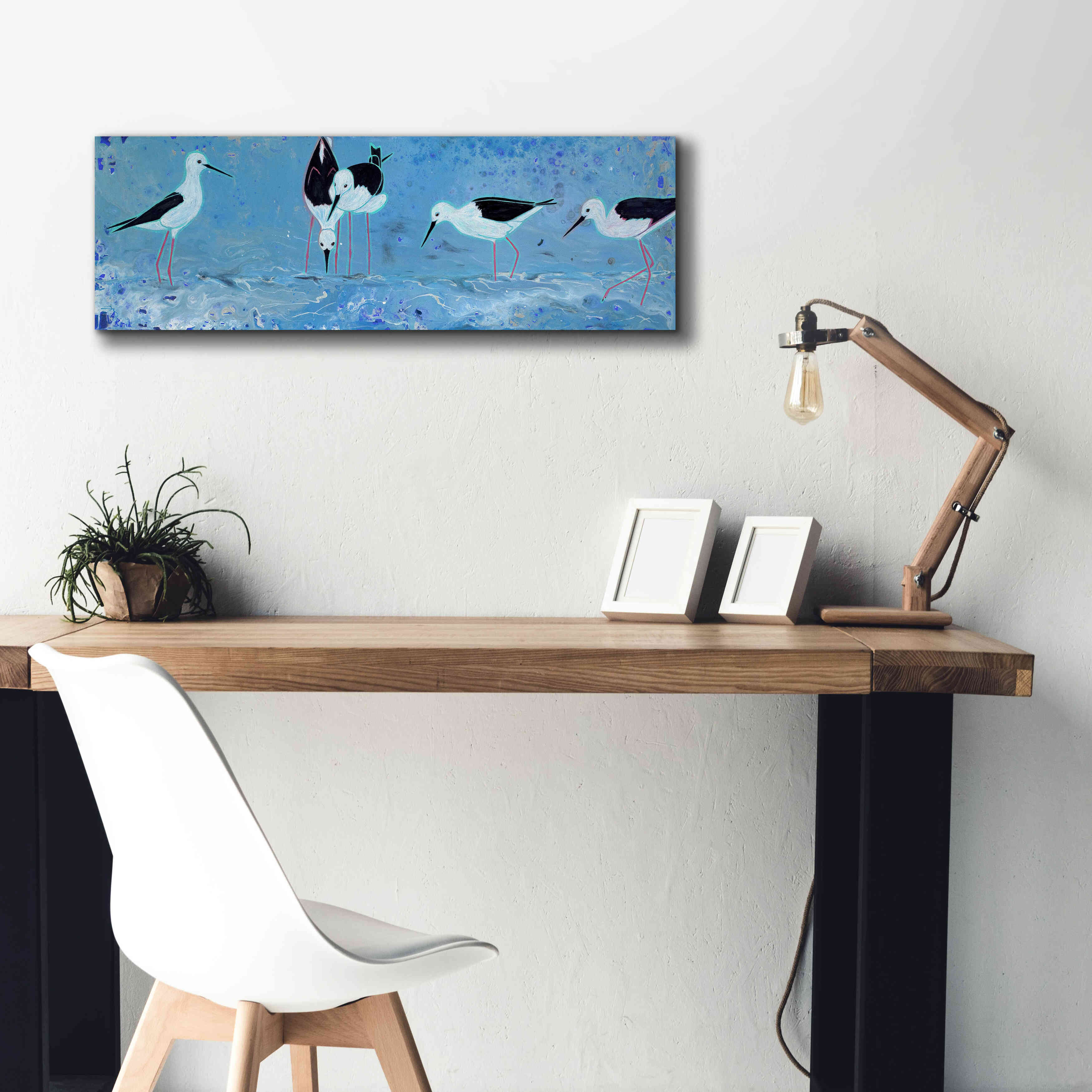 'Long Legged Waders' by Angela Bond Giclee Canvas Wall Art,36x12