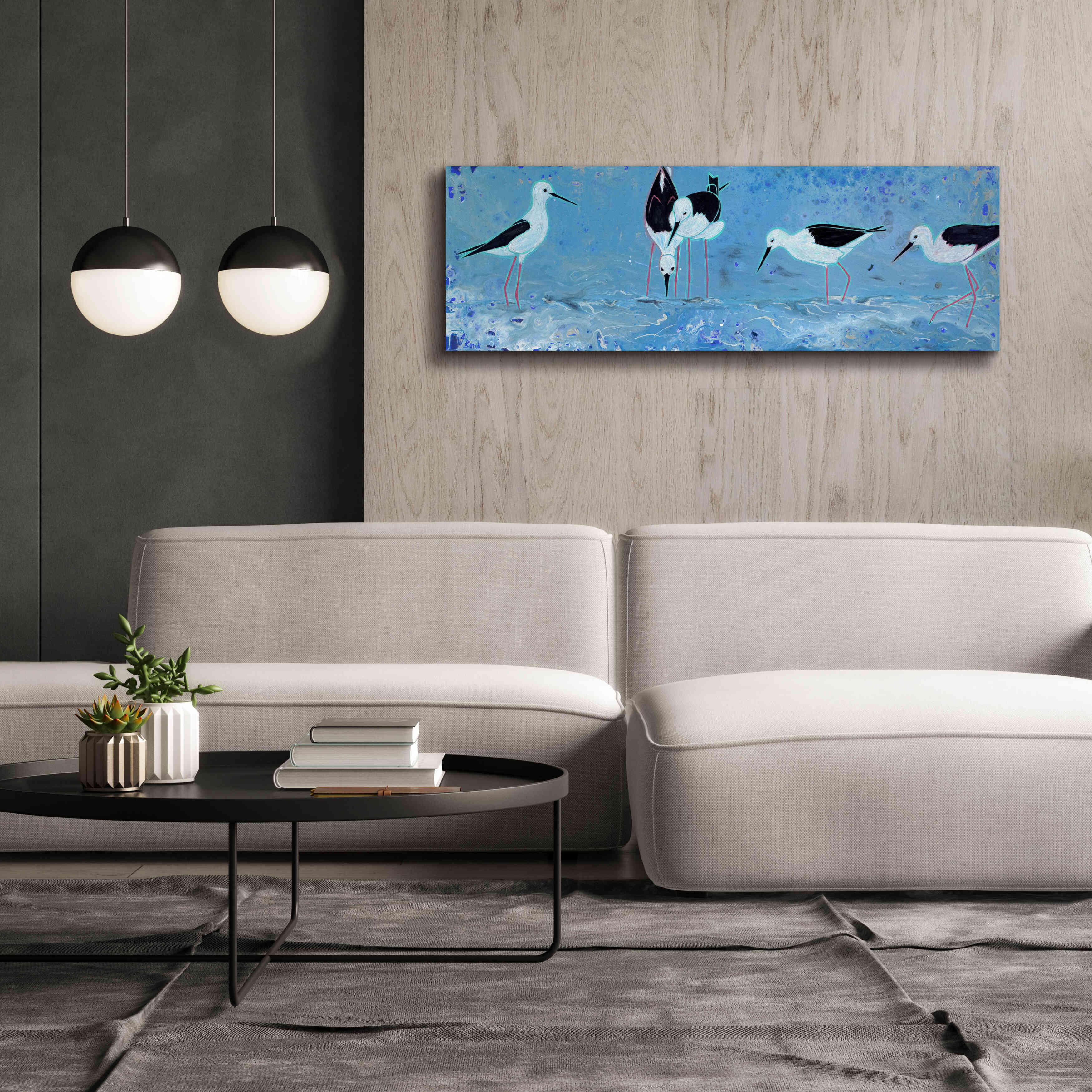 'Long Legged Waders' by Angela Bond Giclee Canvas Wall Art,60x20