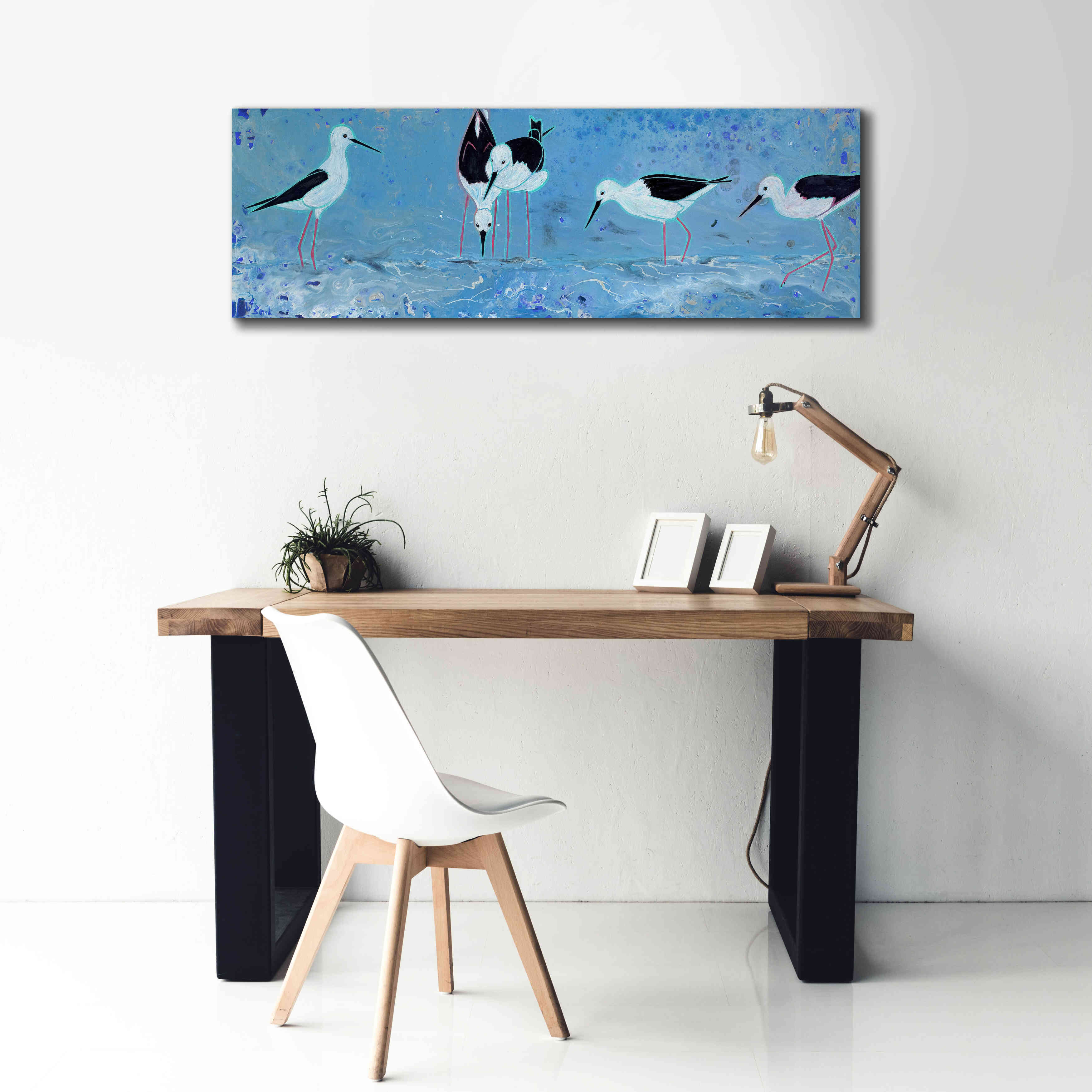 'Long Legged Waders' by Angela Bond Giclee Canvas Wall Art,60x20