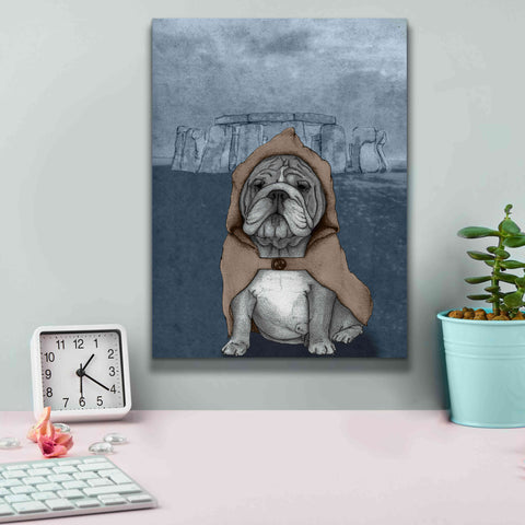 Image of 'English Bulldog with Stonehenge' by Barruf Giclee Canvas Wall Art,12x16