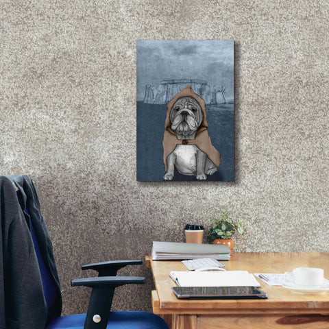 Image of 'English Bulldog with Stonehenge' by Barruf Giclee Canvas Wall Art,18x26