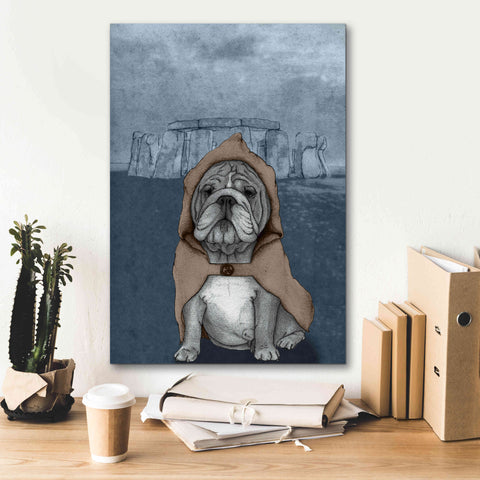 Image of 'English Bulldog with Stonehenge' by Barruf Giclee Canvas Wall Art,18x26