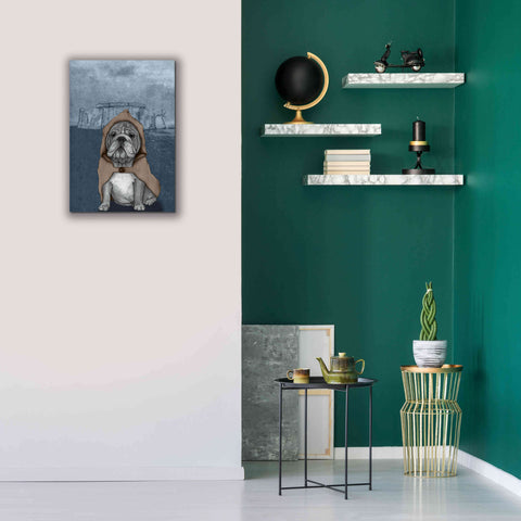 Image of 'English Bulldog with Stonehenge' by Barruf Giclee Canvas Wall Art,18x26