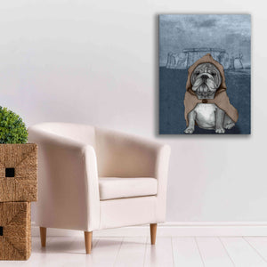 'English Bulldog with Stonehenge' by Barruf Giclee Canvas Wall Art,26x34