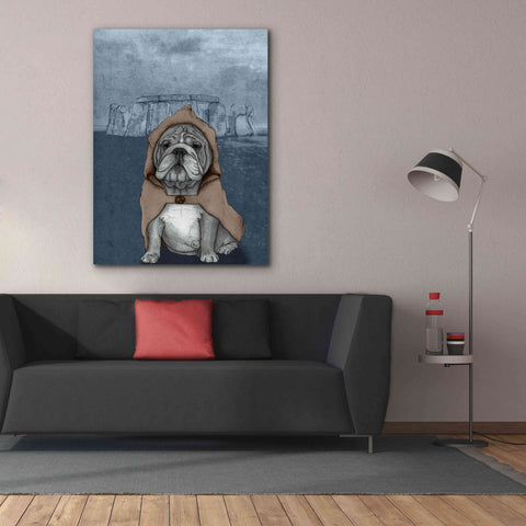 Image of 'English Bulldog with Stonehenge' by Barruf Giclee Canvas Wall Art,40x54