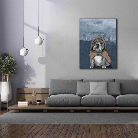 Image of 'English Bulldog with Stonehenge' by Barruf Giclee Canvas Wall Art,40x54