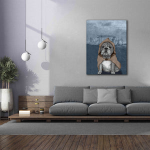 'English Bulldog with Stonehenge' by Barruf Giclee Canvas Wall Art,40x54