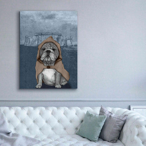 Image of 'English Bulldog with Stonehenge' by Barruf Giclee Canvas Wall Art,40x54