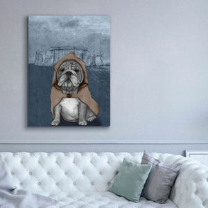 'English Bulldog with Stonehenge' by Barruf Giclee Canvas Wall Art,40x54