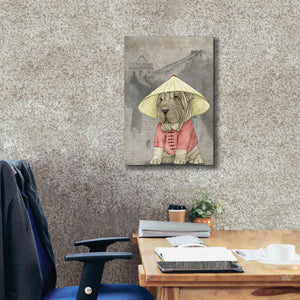 'Shar Pei with the Great Wall' by Barruf Giclee Canvas Wall Art,18x26