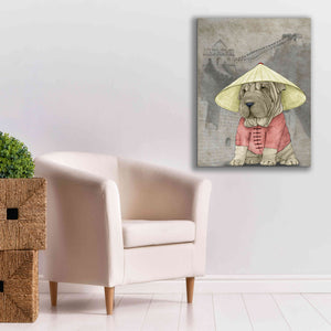 'Shar Pei with the Great Wall' by Barruf Giclee Canvas Wall Art,26x34