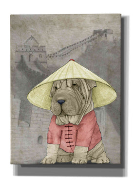 'Shar Pei with the Great Wall' by Barruf Giclee Canvas Wall Art