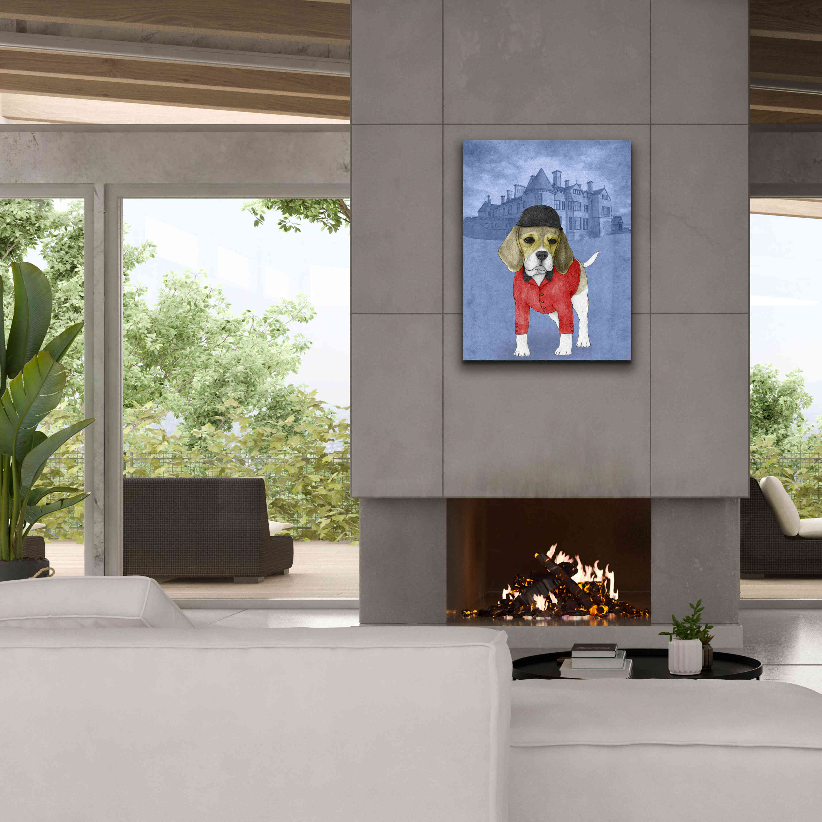 'Beagle with Beaulieu Palace' by Barruf Giclee Canvas Wall Art,26x34