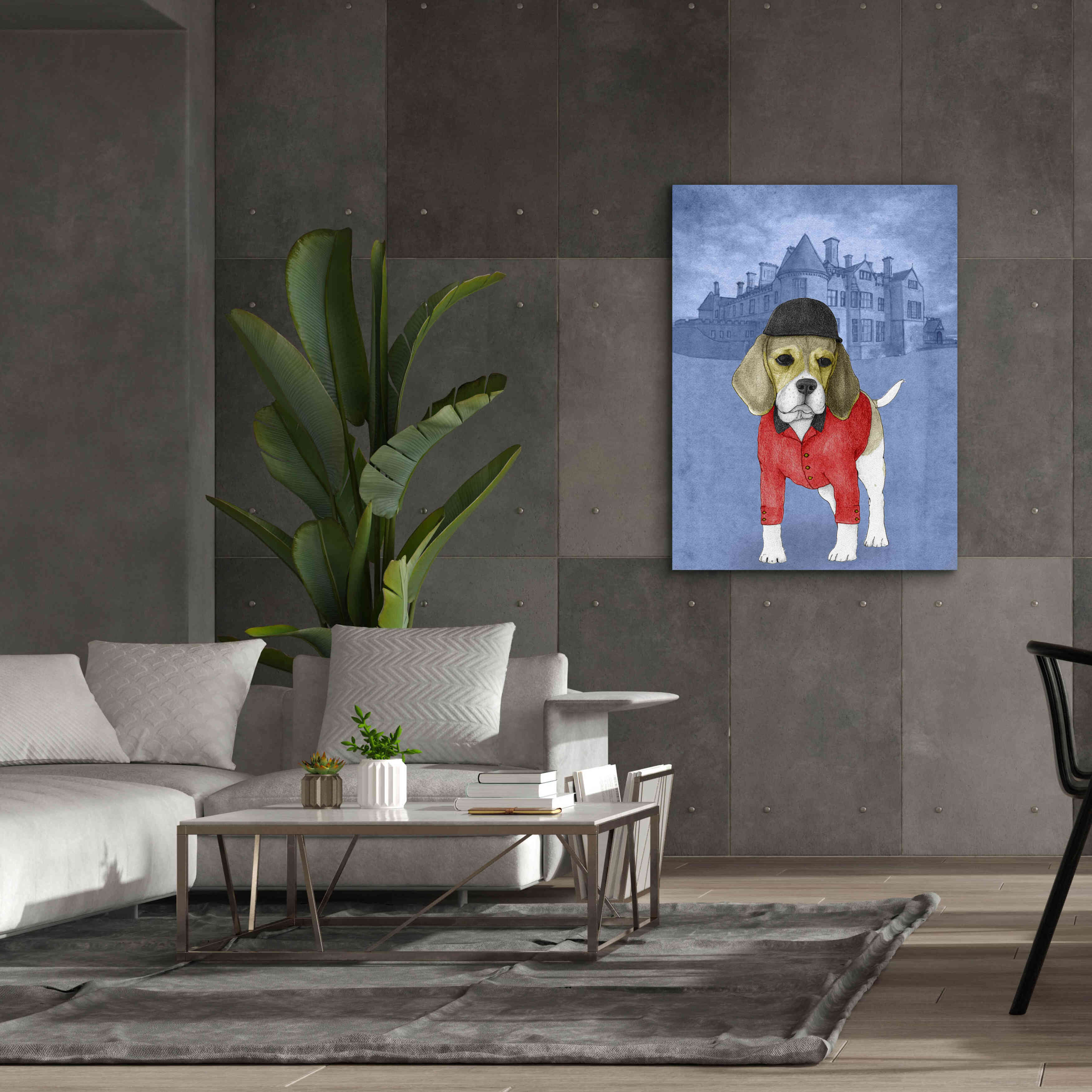 'Beagle with Beaulieu Palace' by Barruf Giclee Canvas Wall Art,40x54