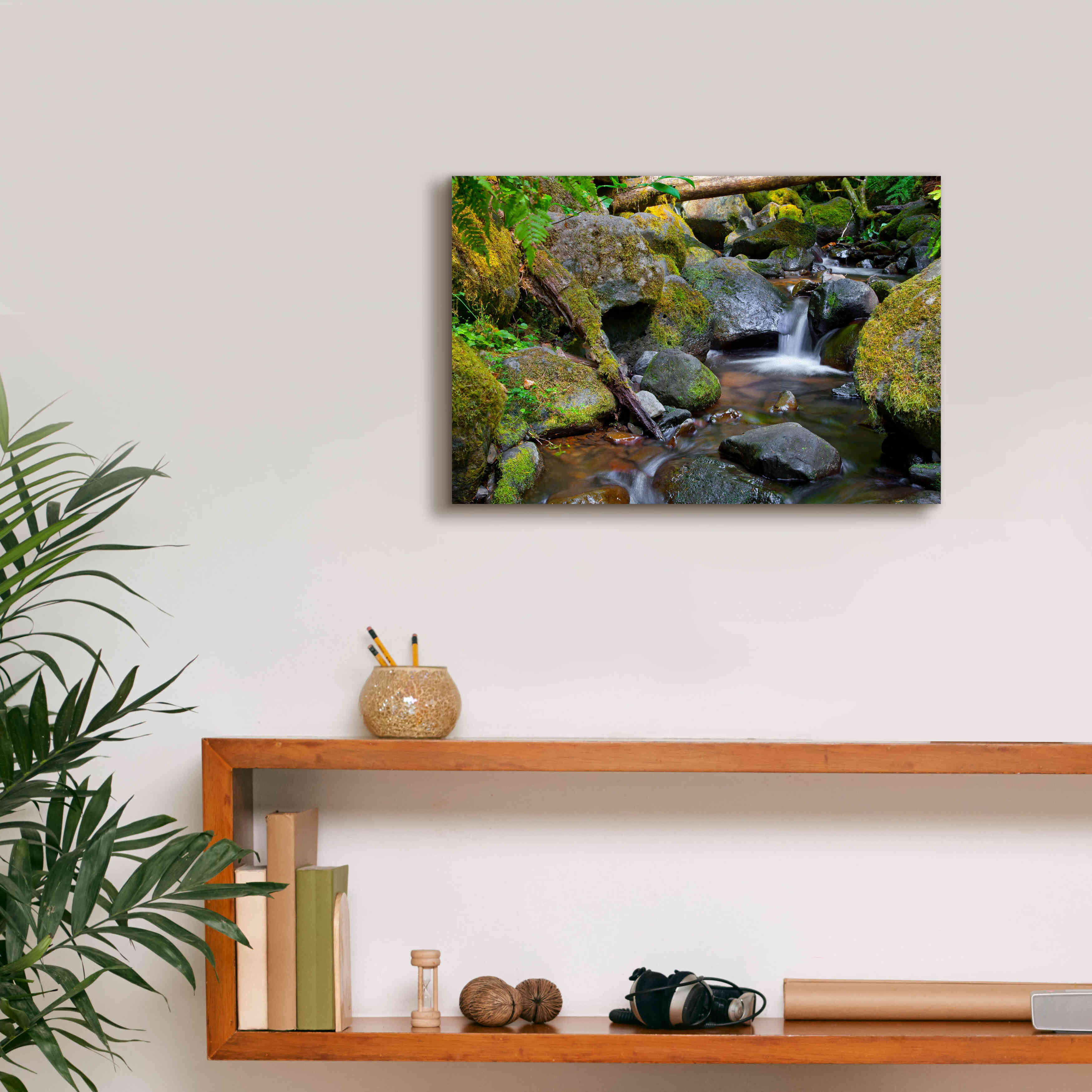 'Mossy Stream' by Michael Broom Giclee Canvas Wall Art,18x12