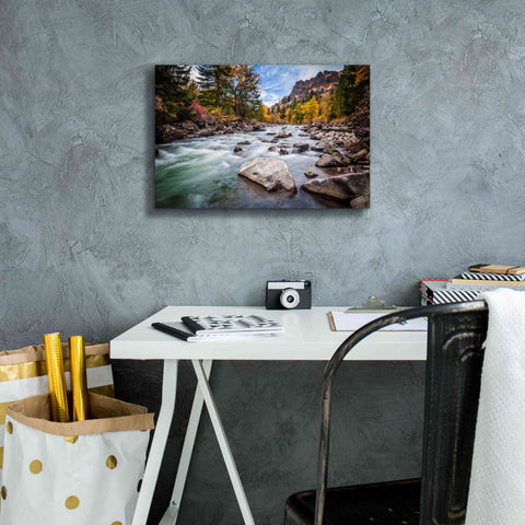 Image of 'Teton River Rush' by Michael Broom Giclee Canvas Wall Art,18x12