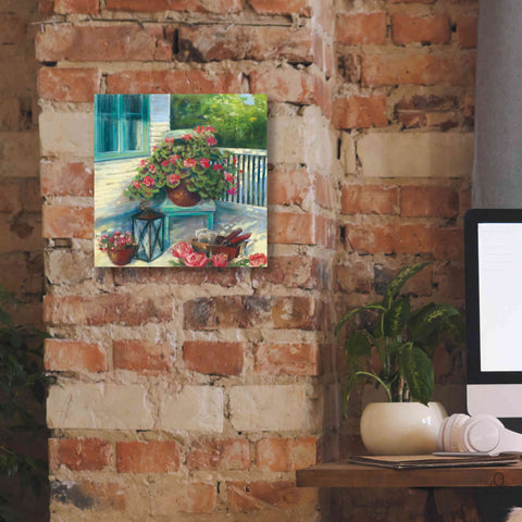 Image of 'Porch Geraniums' by Carol Rowan, Giclee Canvas Wall Art,12x12