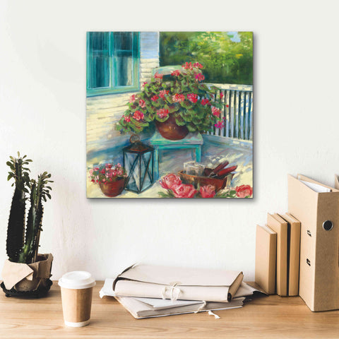 Image of 'Porch Geraniums' by Carol Rowan, Giclee Canvas Wall Art,18x18