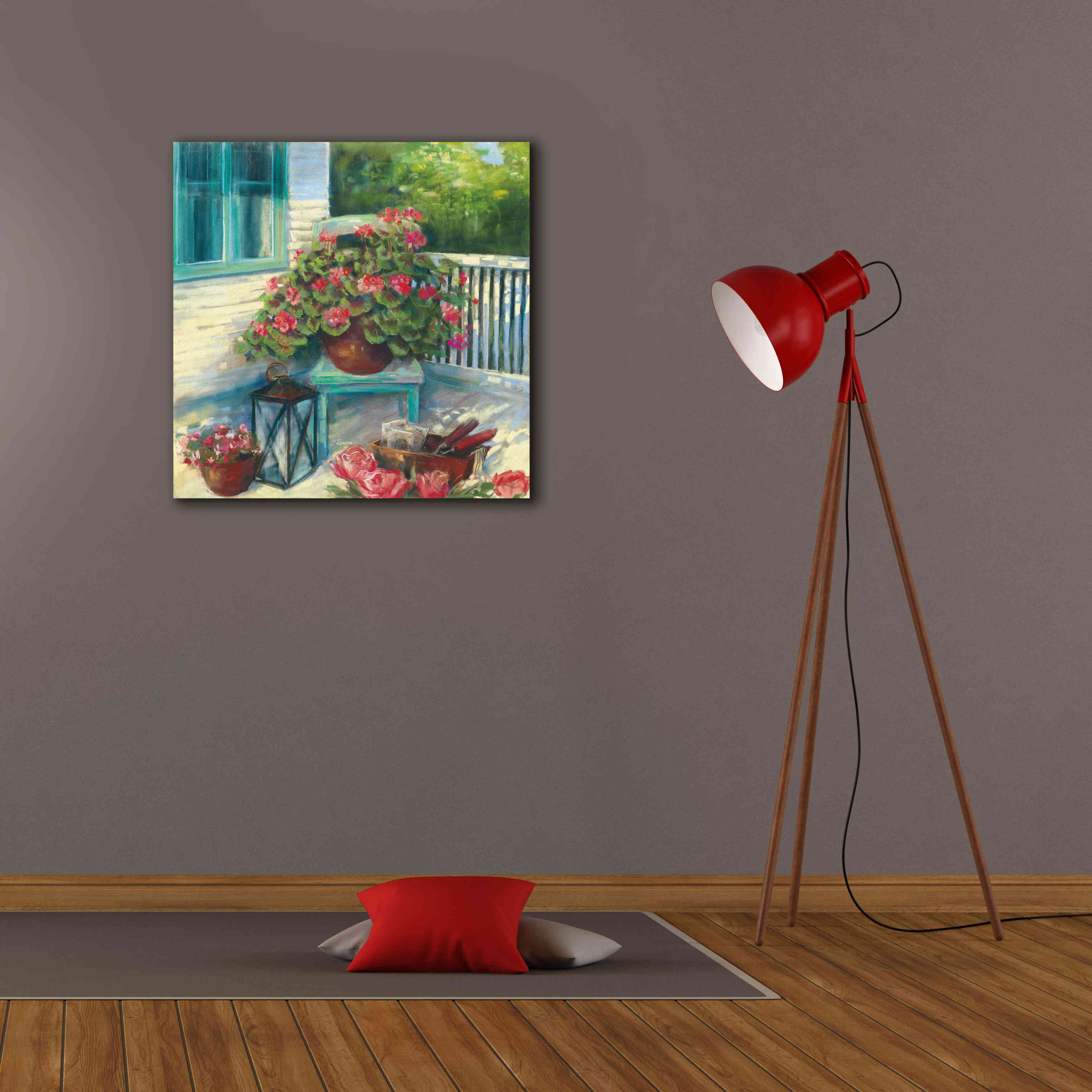 'Porch Geraniums' by Carol Rowan, Giclee Canvas Wall Art,26x26