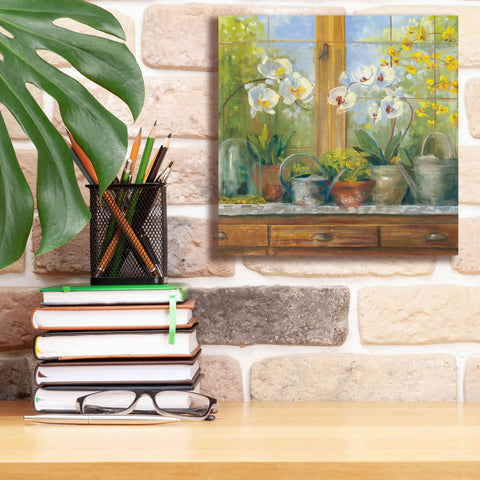 Image of 'Gardeners Table Orchids' by Carol Rowan, Giclee Canvas Wall Art,12x12