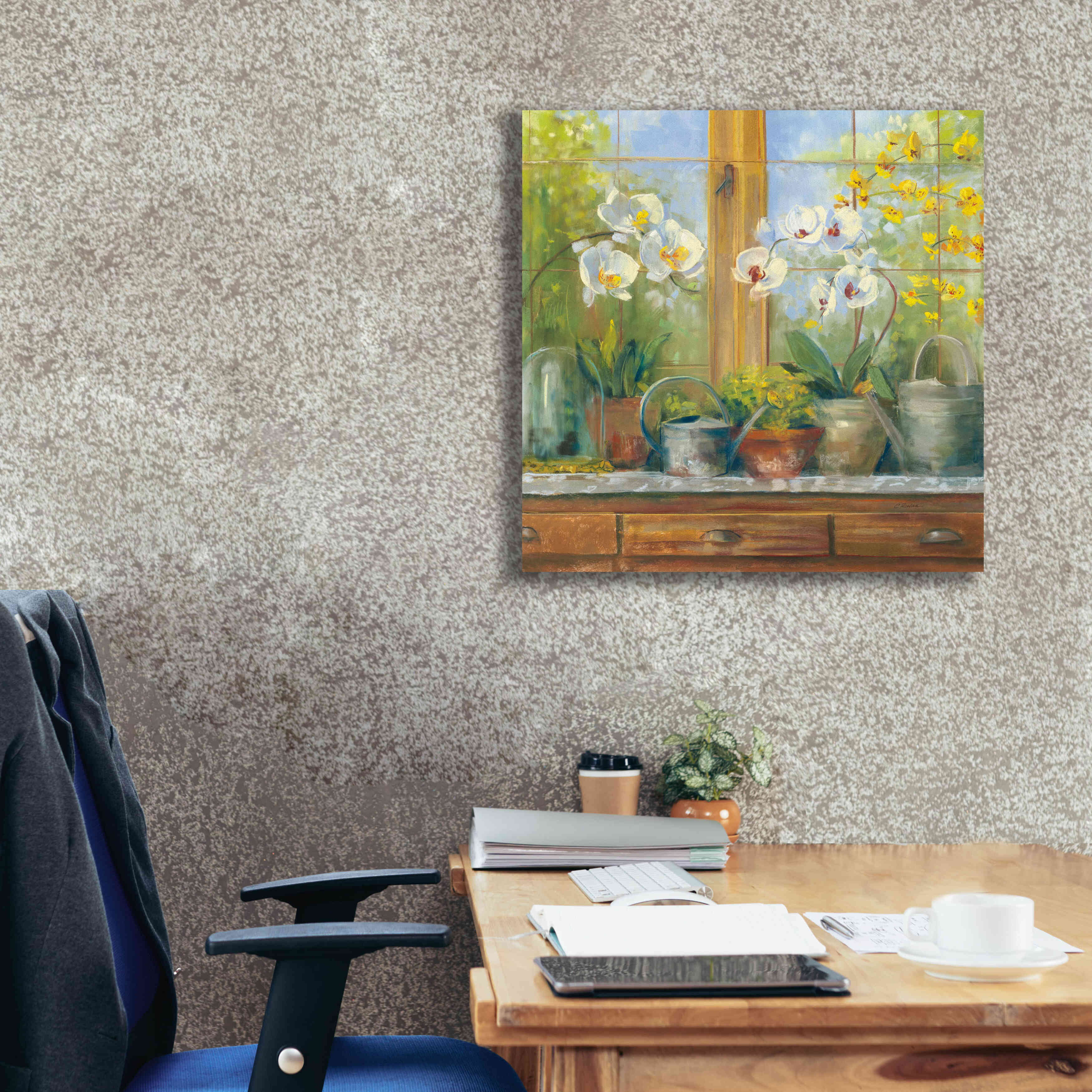 'Gardeners Table Orchids' by Carol Rowan, Giclee Canvas Wall Art,26x26