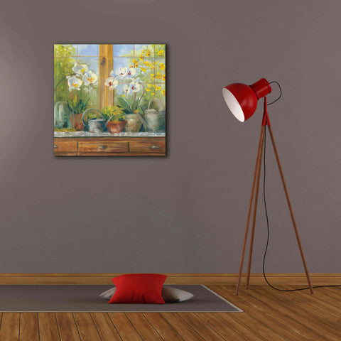 Image of 'Gardeners Table Orchids' by Carol Rowan, Giclee Canvas Wall Art,26x26
