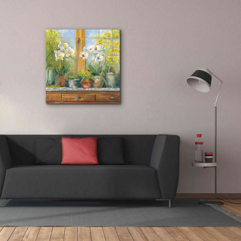 Image of 'Gardeners Table Orchids' by Carol Rowan, Giclee Canvas Wall Art,37x37